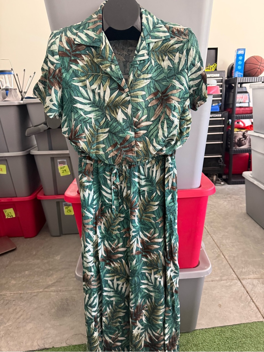 Tropical Leaf Green Maxi Dress - Women 2 pc 98